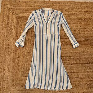 BELIZE Blue Stripe Linen Midi Dress – Size 2